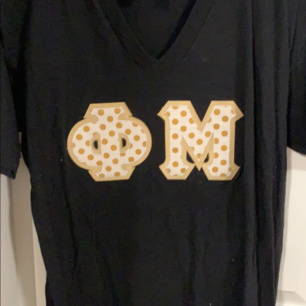 Phi Mu stitched letter shirts